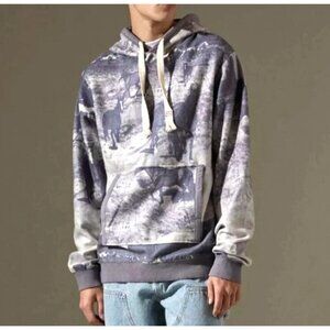 BDG Urban Outfitters Western Horse Hoodie Blue White Mens Large Oversized